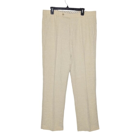 Tommy Bahama Mens Sz 36 Tan Pin Stripe Linden Beach Club Linen Cotton Silk Pants - Picture 1 of 7